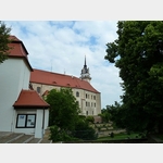 34 - Torgau, Blick auf den Rosengarten von Schloss Hartenfels und den Hausmannsturm